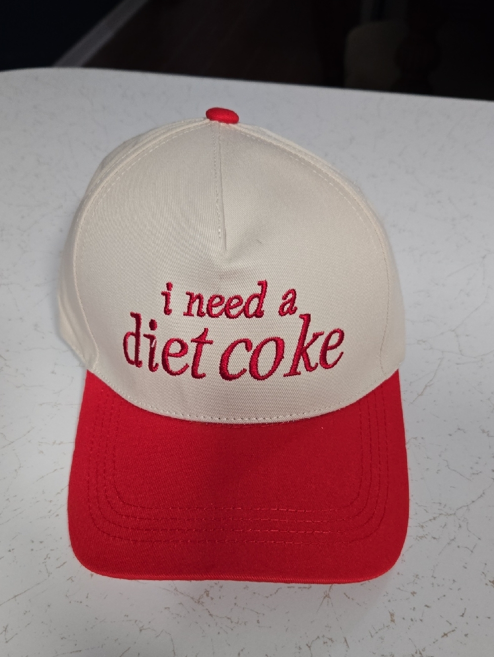 Zenana NWT Cream and Red "I Need a Diet Coke" Cap